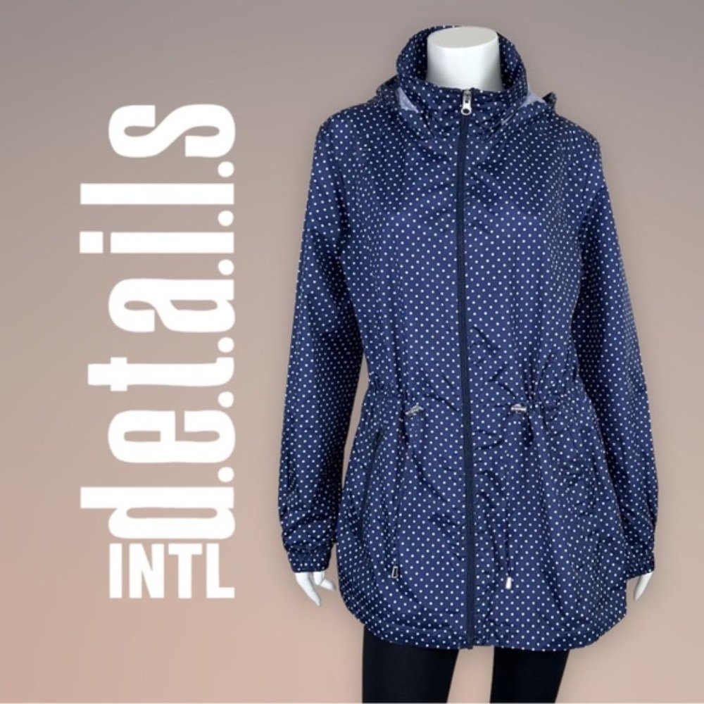 DETAILS INTL | Polka Dot Water Resistant Spring Coat